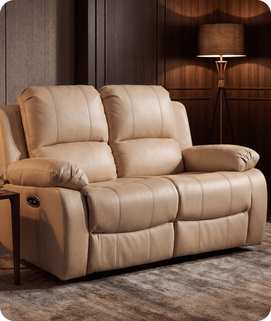 York Cream Leather Electric Recliner 2 Seater Sofa