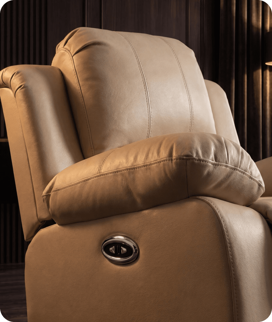 York Cream Leather Electric Recliner Chair