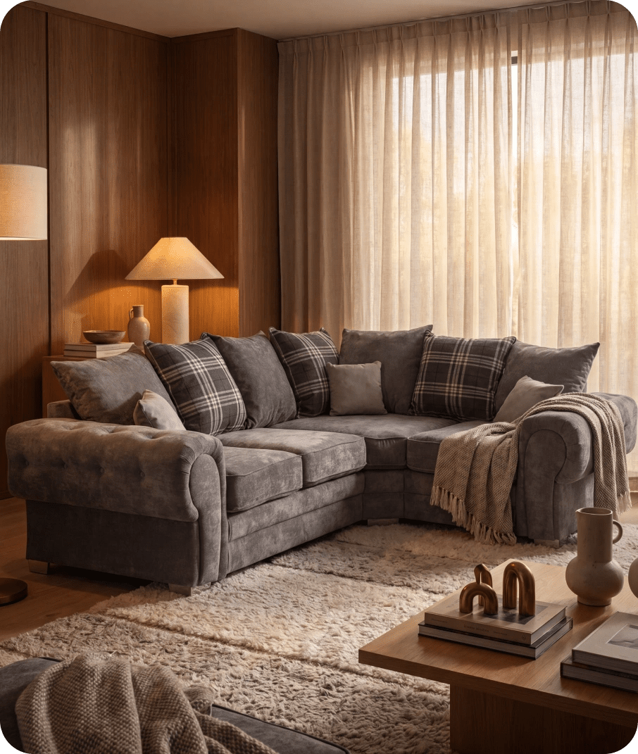 Florence Scatter Grey Fabric Right Corner Sofa