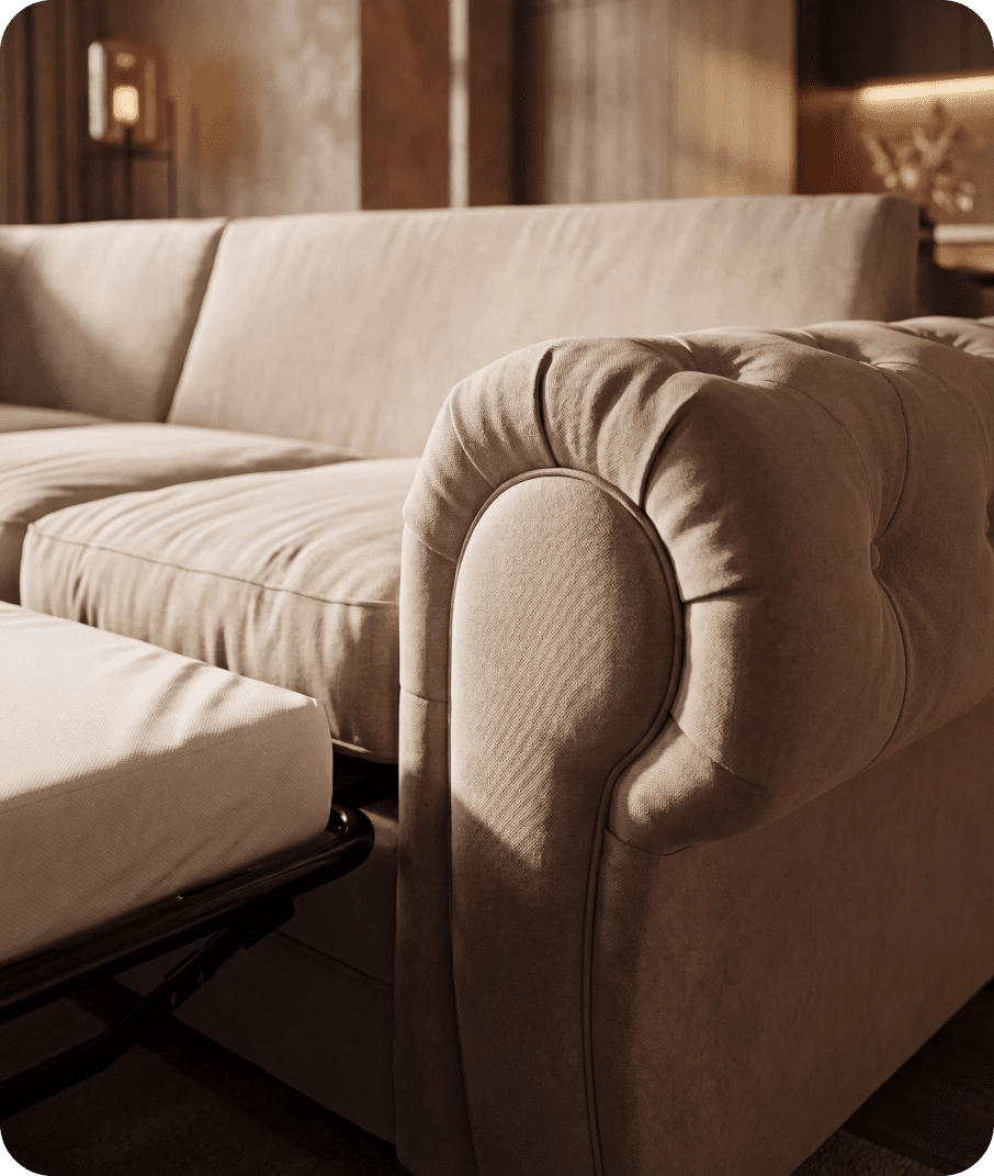 Florence High Back Cream Fabric Corner Sofa Bed