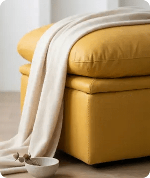 Florence Mustard Leather Footstool