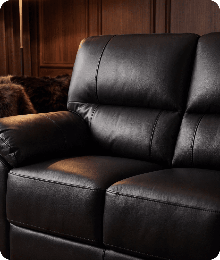 Dalmore Genuine Leather Black 3 Seater Sofa