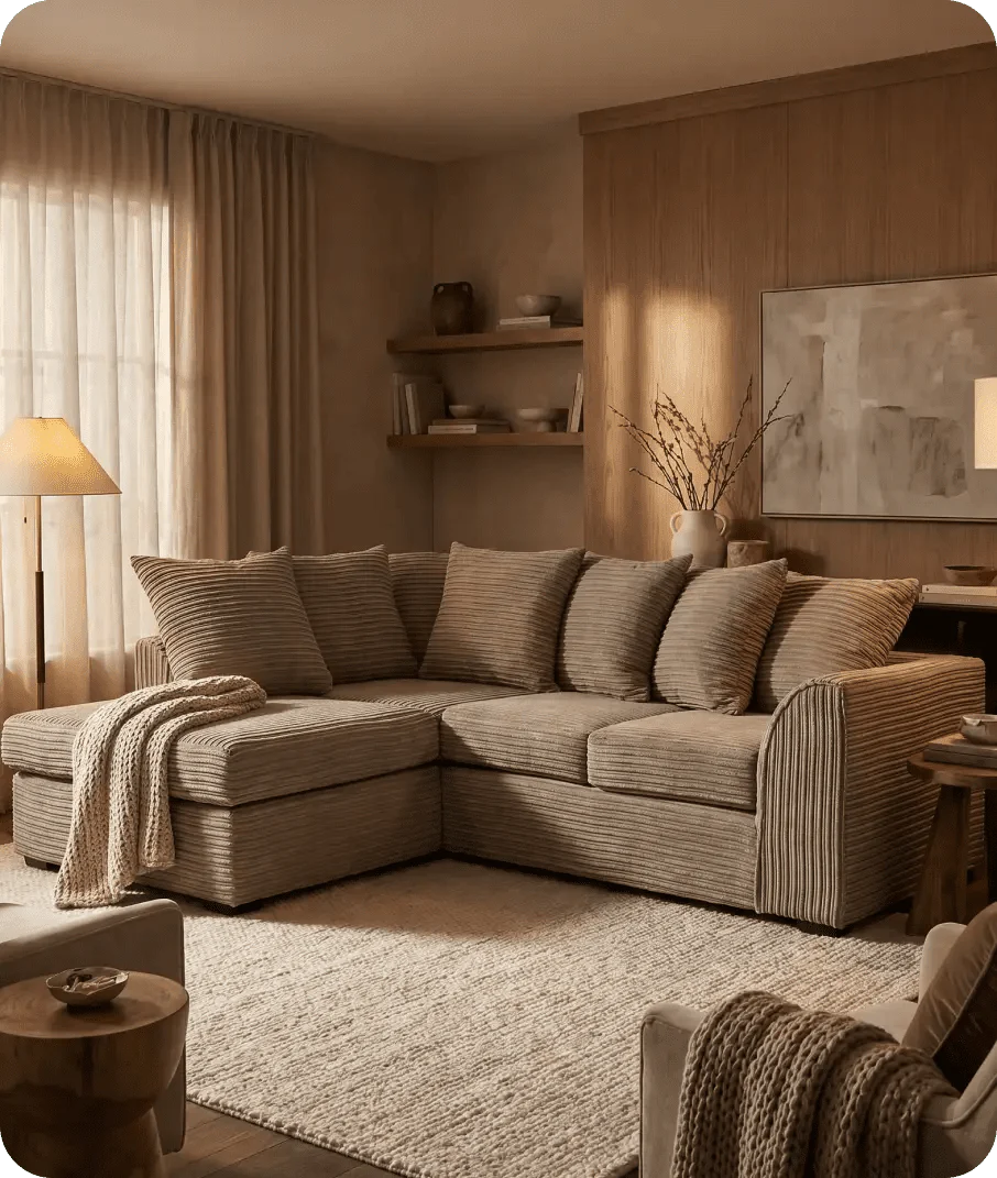 oxford-caramel-fabric-left-hand-corner-sofa-in-a-uk-living-room