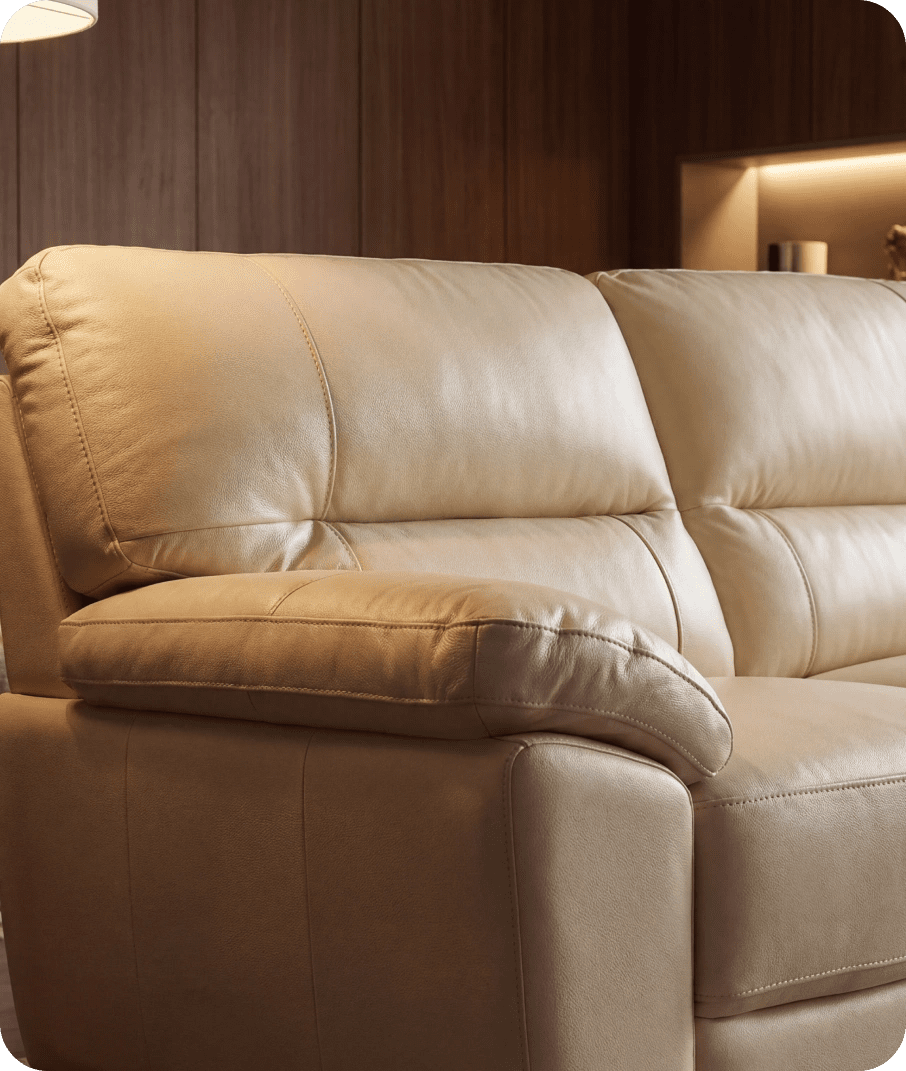 Dalmore Genuine Leather Cream 2 Seater Sofa