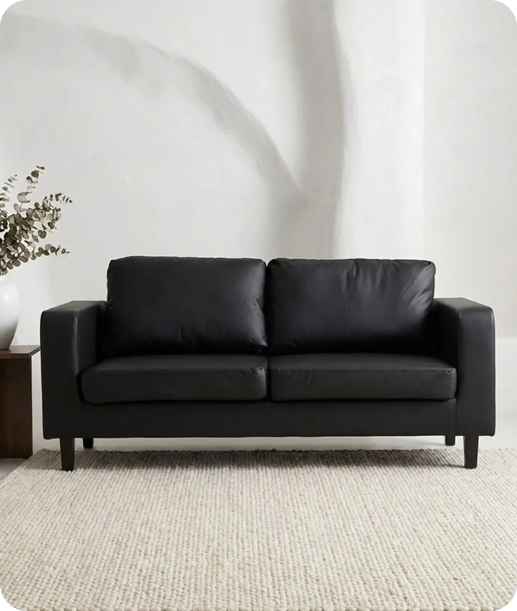 Nova Black Leather 3 Seater Sofa