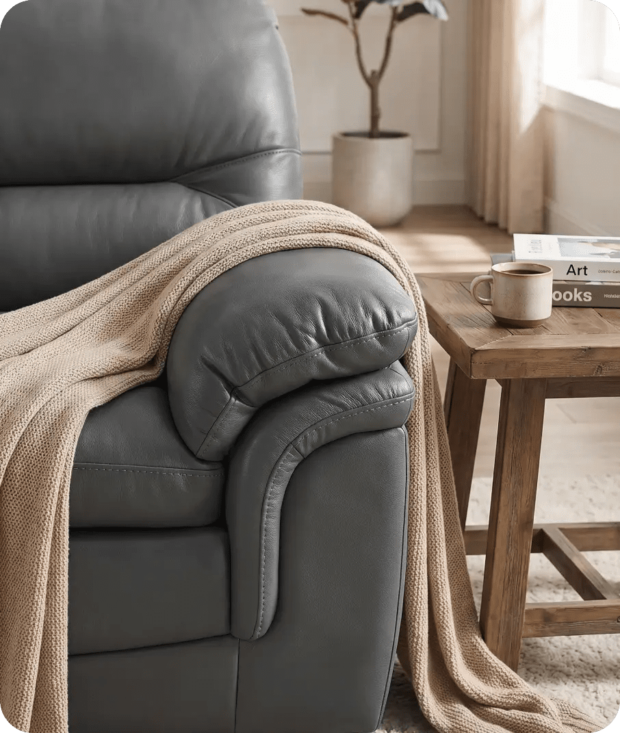 Florence Grey Leather 3 Seater Sofa