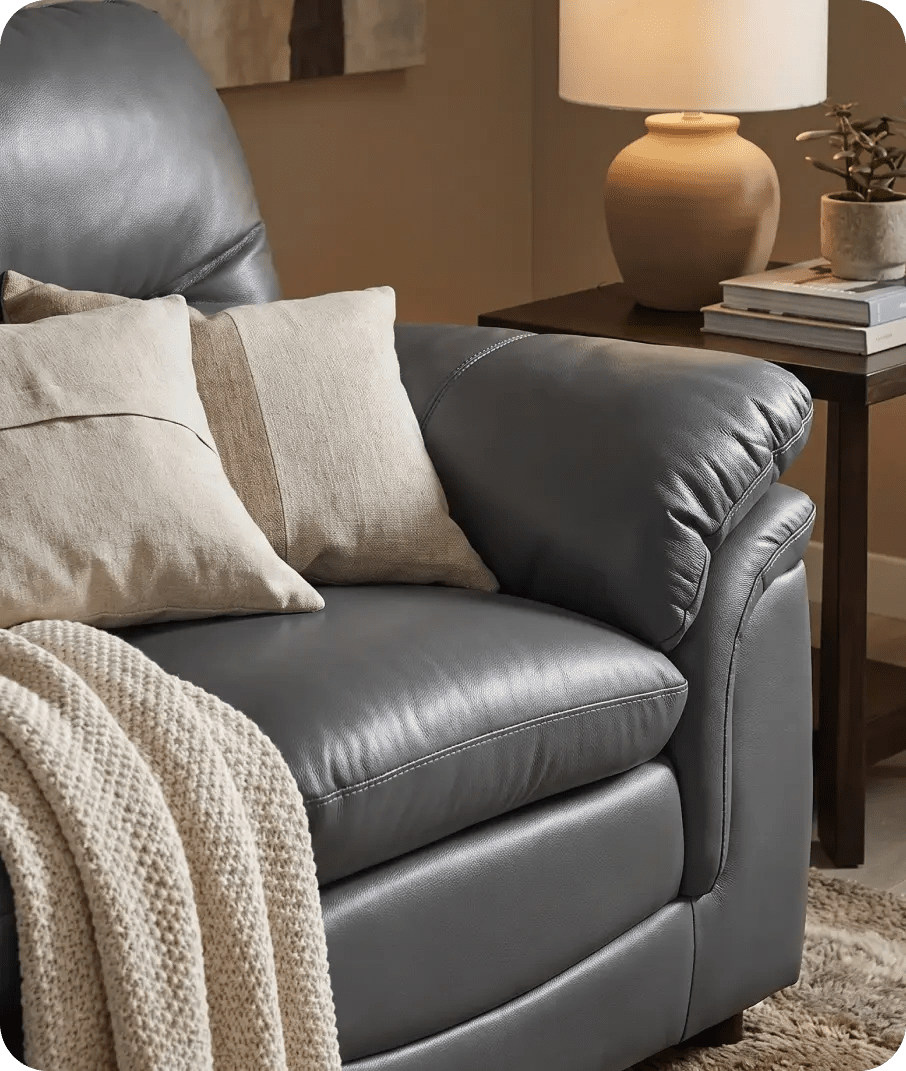 Florence Grey Leather 3 Seater Sofa