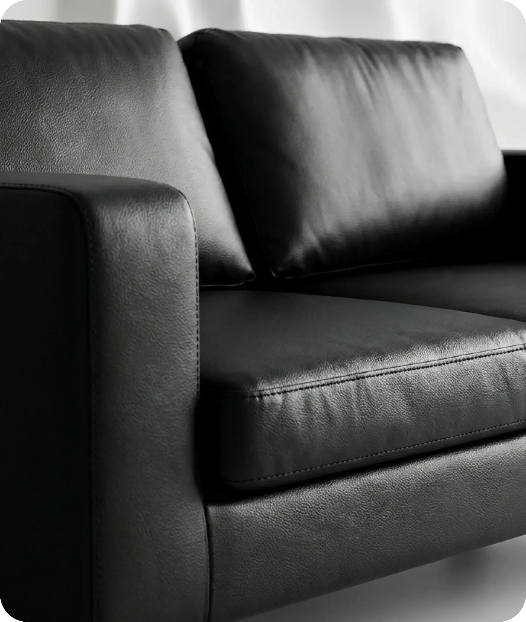 Nova Black Leather 3 Seater Sofa