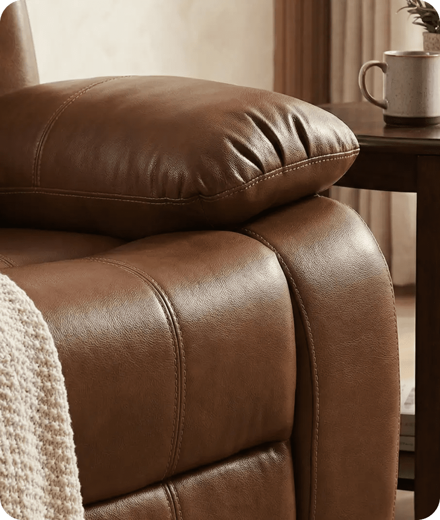 York Leather Tan Manual Recliner Armchair