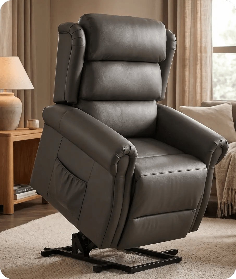 Cambridge Genuine Leather Grey Rise & Recline Mobility Chair