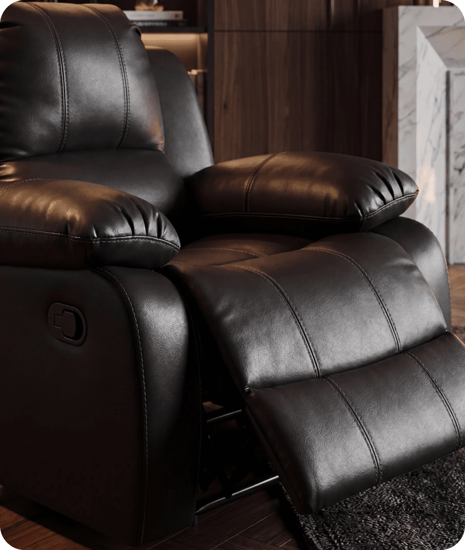 York Black Leather Manual Recliner Armchair