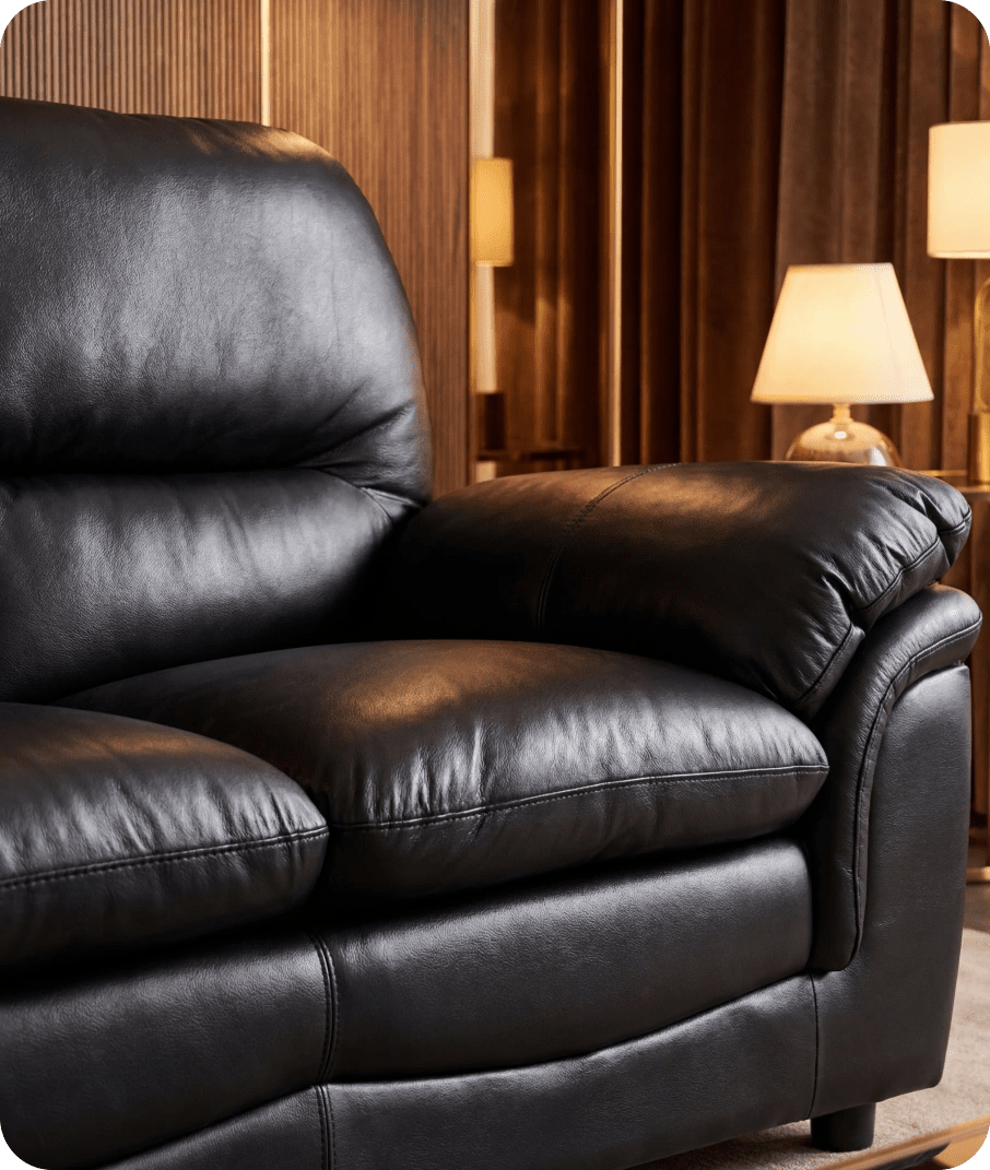 Florence Black Leather 2 Seater Sofa