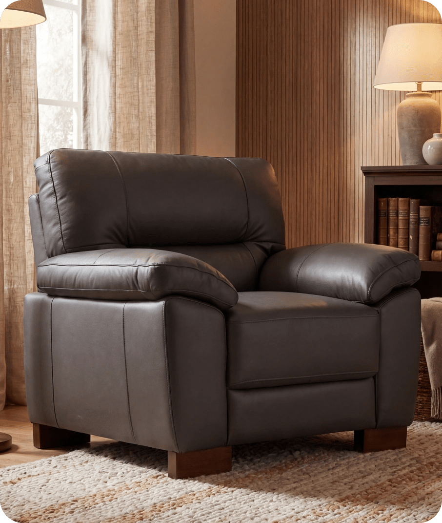 Dalmore Genuine Leather Grey Armchair