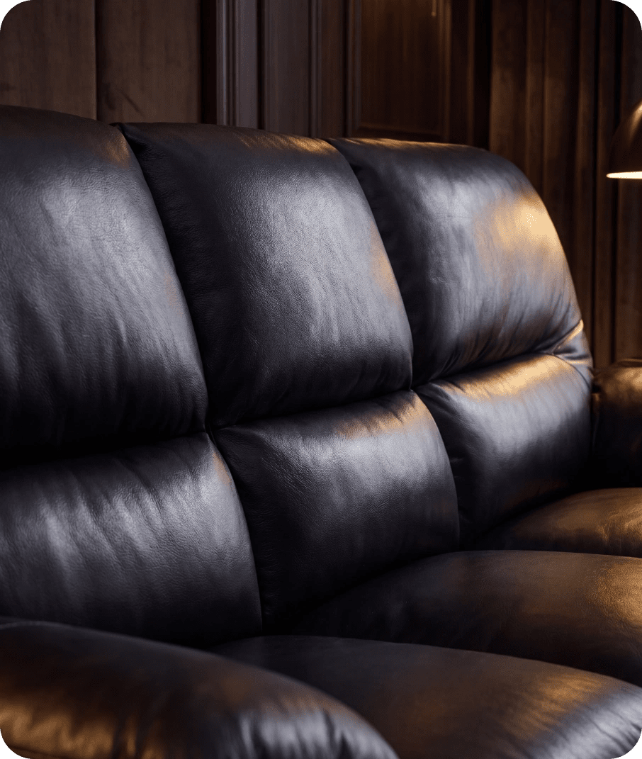 Florence Black Leather 3 Seater Sofa
