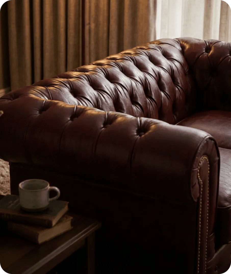 Chesterfield Red Leather Antique 2 Seater Sofa - Sofa-Direct
