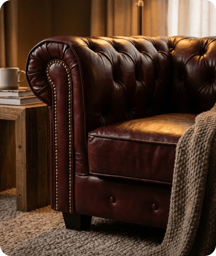 Chesterfield Red Leather Antique Armchair - Sofa-Direct