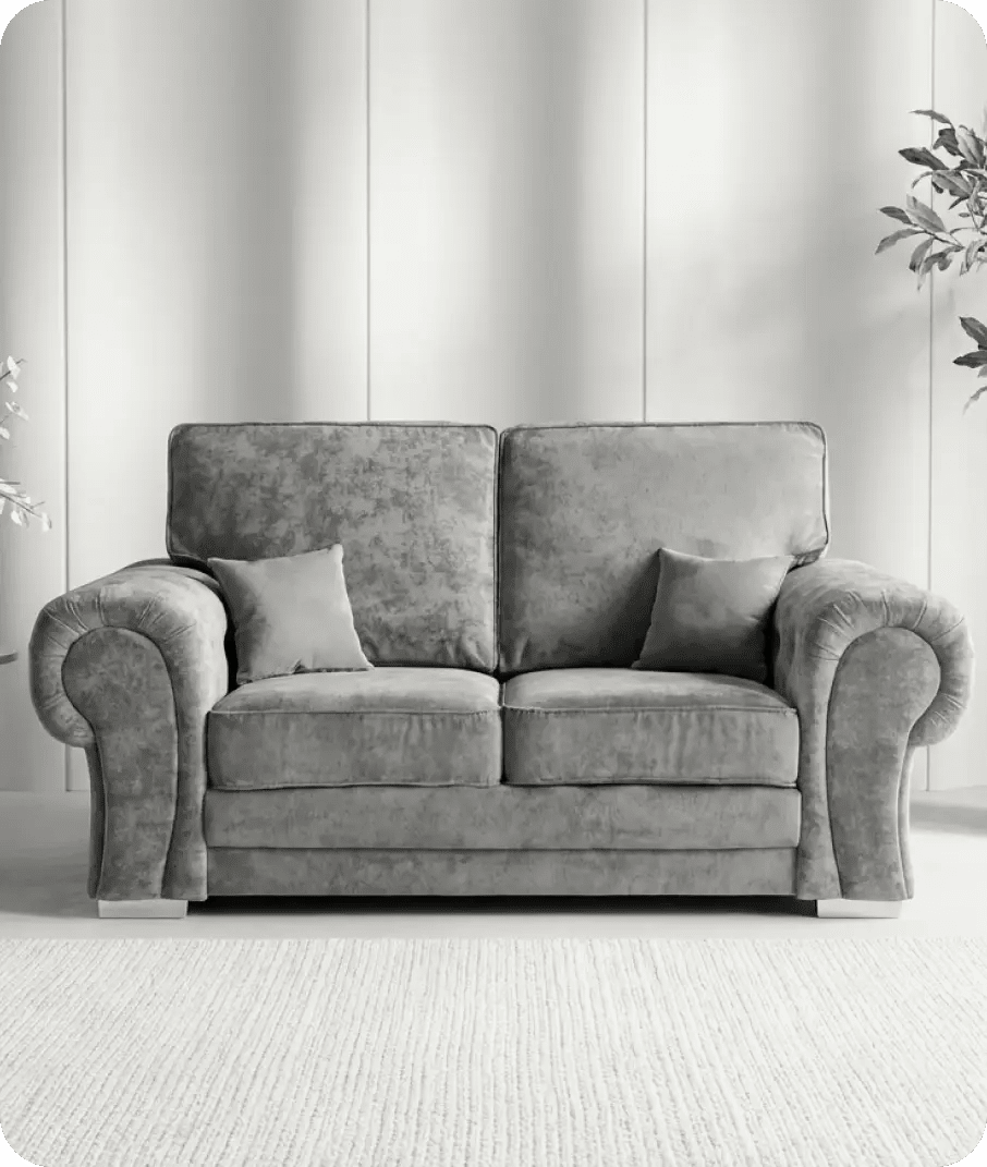 Florence High Back Grey Fabric 2 Seater Sofa