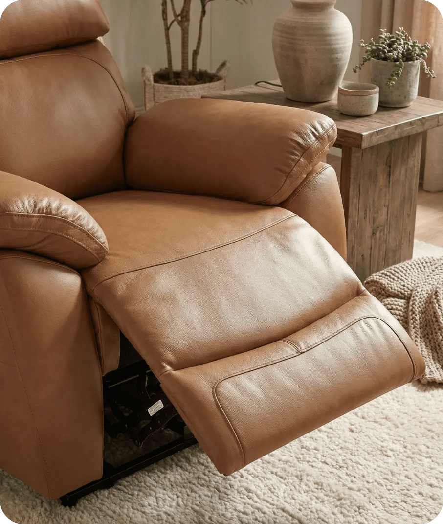 Torino Genuine Leather Caramel Electric Power Recliner Armchair
