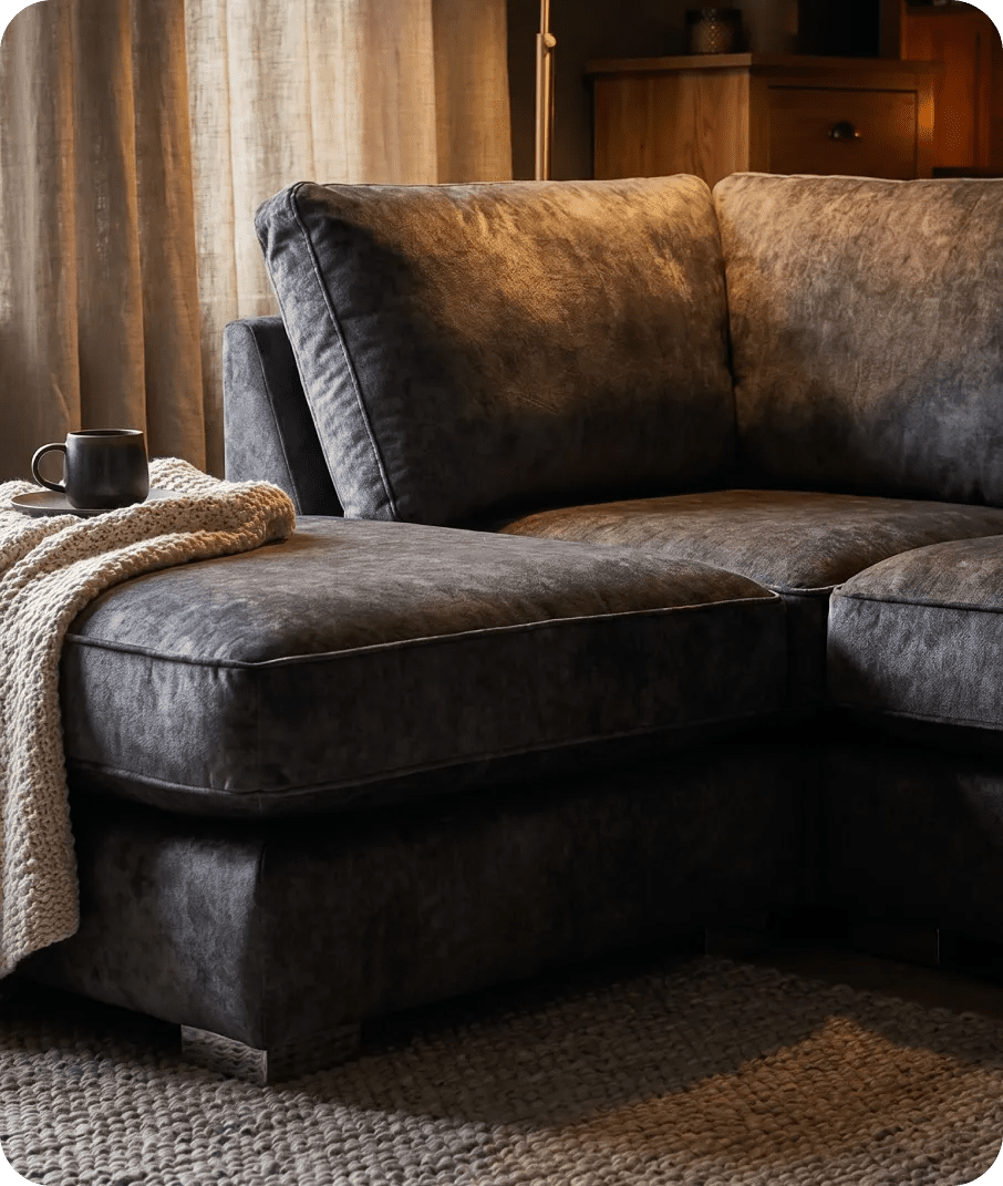 Westminster Coal Alaska Fabric U Shape High Back Corner Sofa