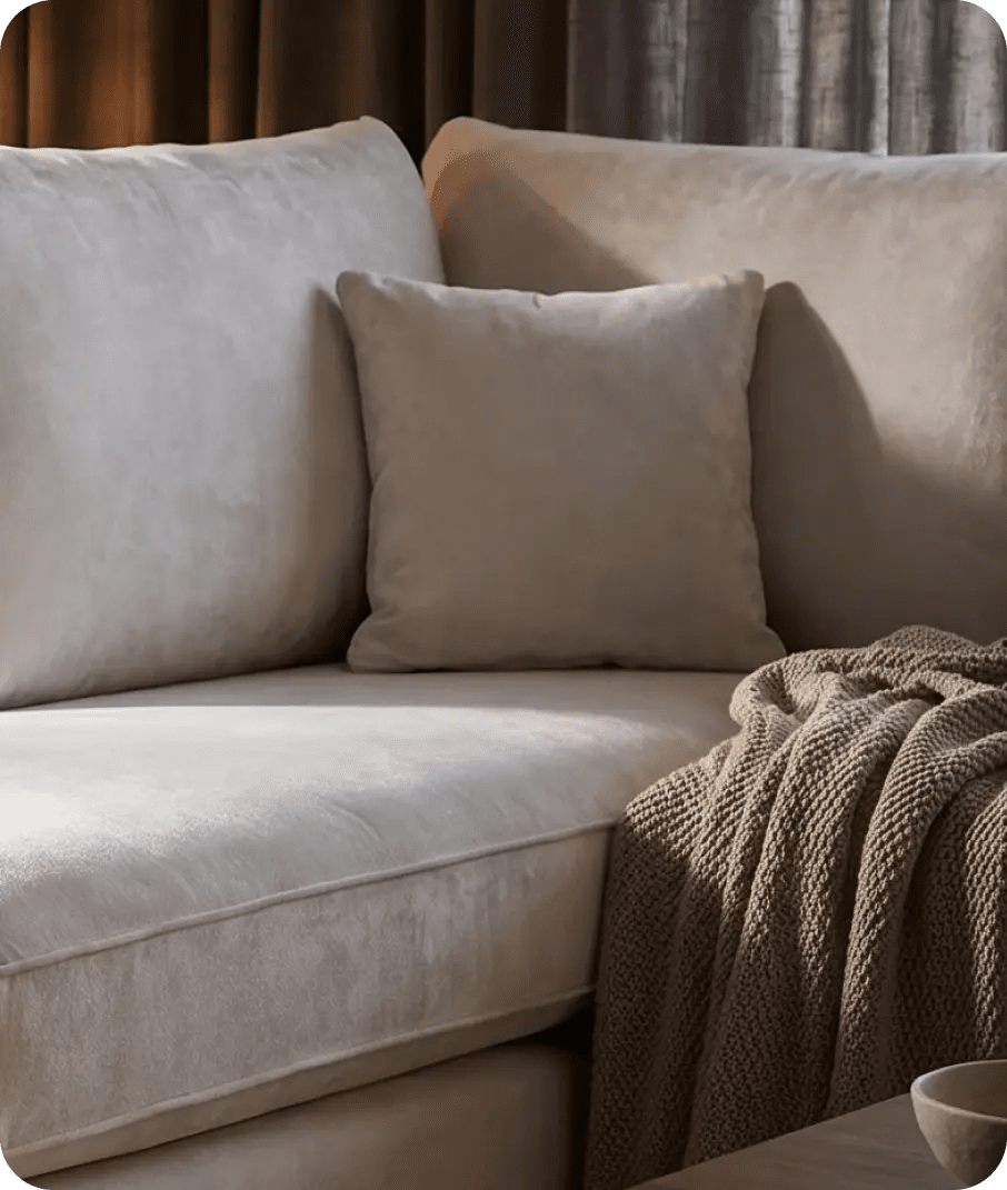 Mayfair Silver Fabric U Shape High Back Corner Sofa + Footstool
