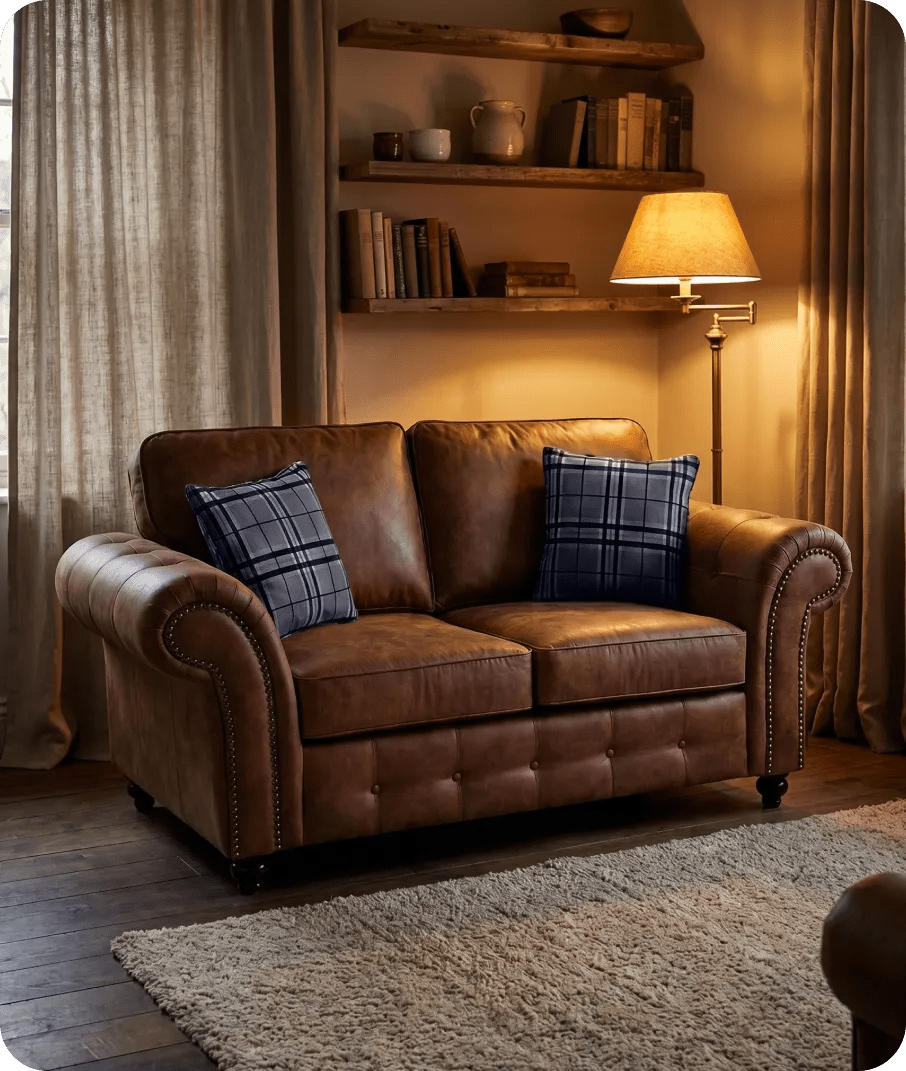 Savile Tan Suede 2 Seater Sofa