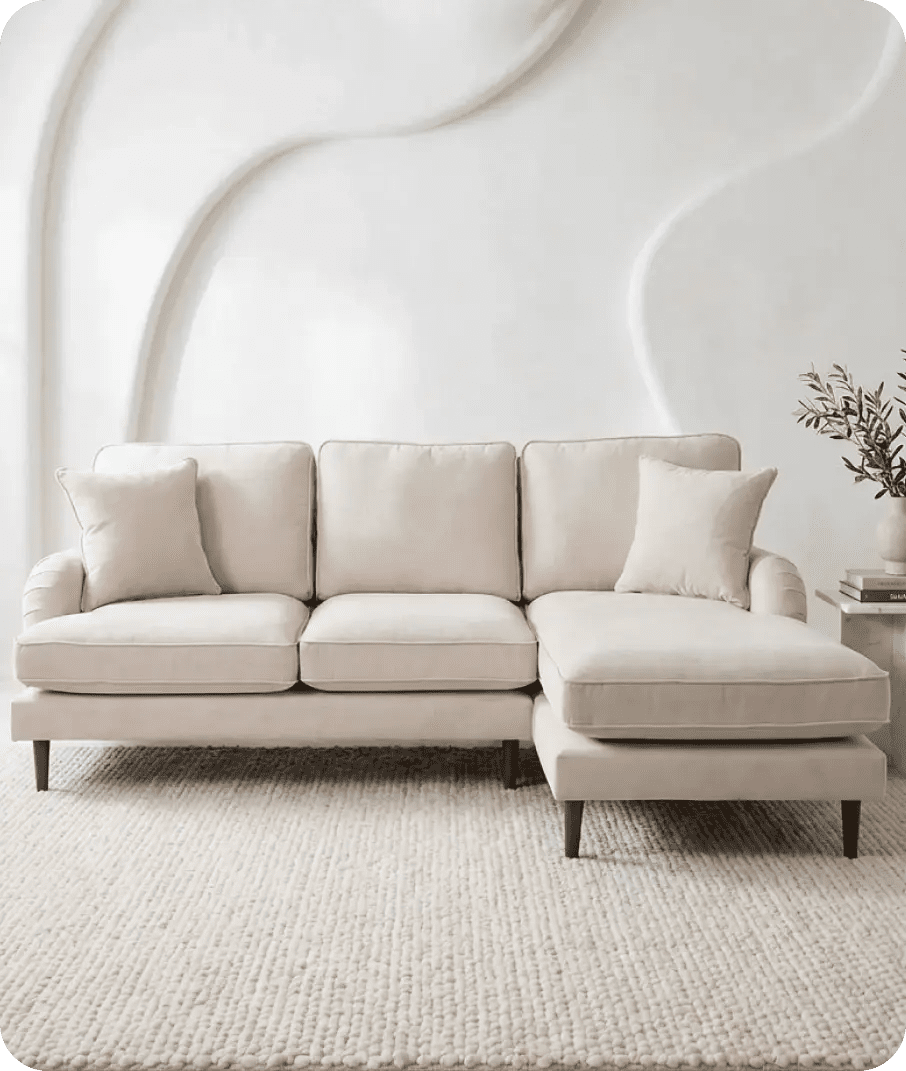 Durham Beige Fabric Right Hand Corner Sofa