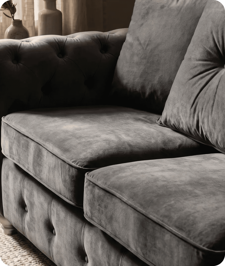 Haven Grey Fabric Velvet 2 Seater Sofa - Sofa-Direct