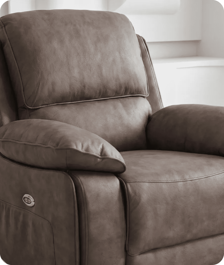 Chelsea Brown Suede Fabric Electric Recliner Armchair - Sofa-Direct