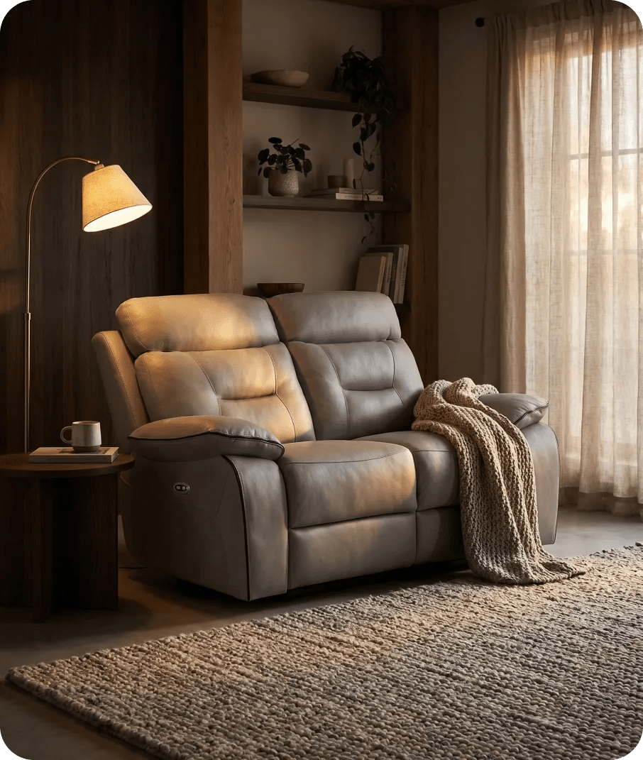 foster-light-grey-fabric-electric-recliner-2-seater-sofa-in-a-uk-living-room