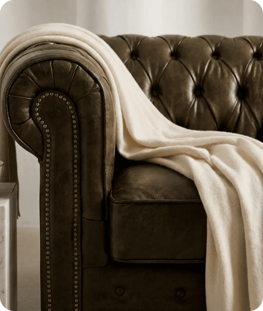 Chesterfield Brown Leather Antique 3 Seater Sofa - Sofa-Direct