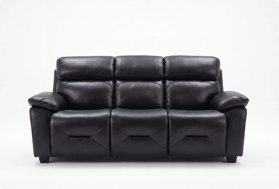 Velmont Genuine Leather Black 3 Seater Sofa