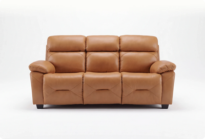 Velmont Genuine Leather Caramel 3 Seater Sofa