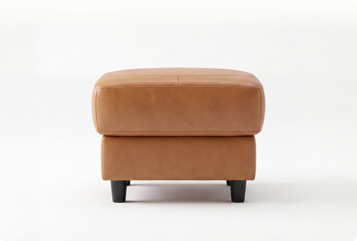 Velmont Genuine Leather Caramel Footstool