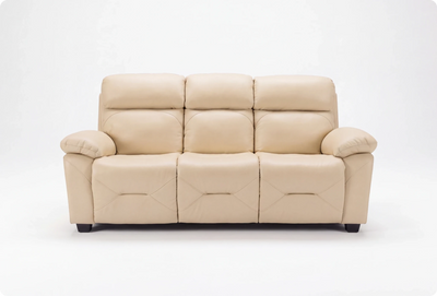 Velmont Genuine Leather Cream 3 Seater Sofa