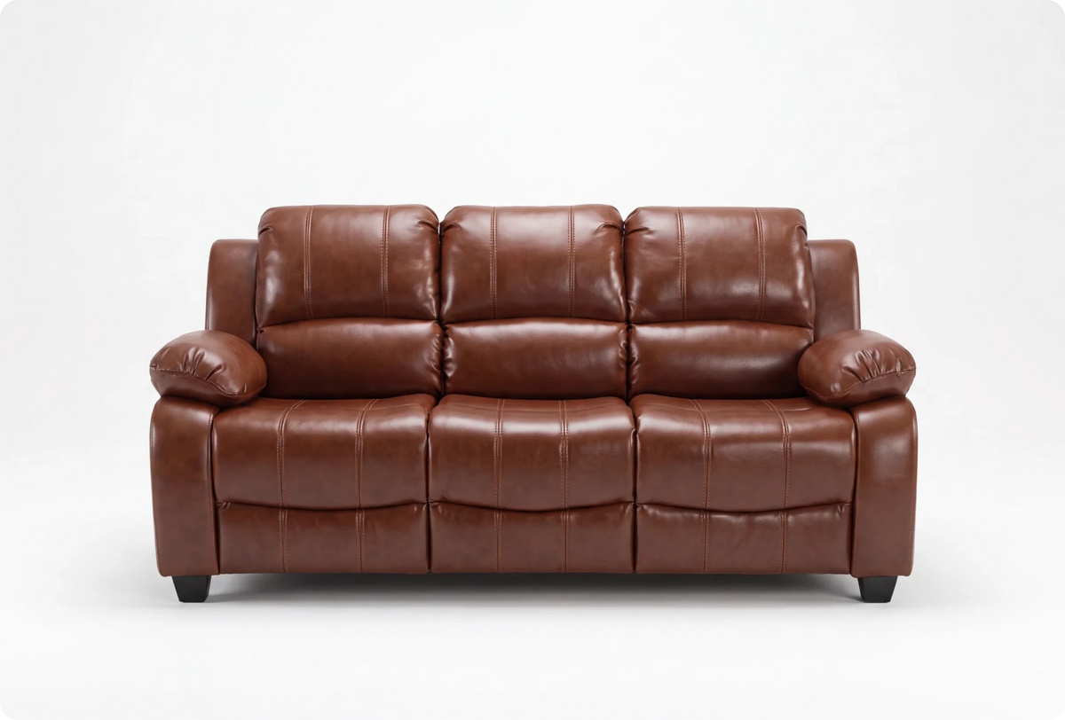 Veloura Tan Leather 3 Seater Sofa