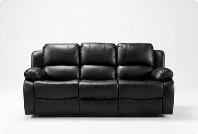 York Black Leather Electric Recliner 3 Seater Sofa