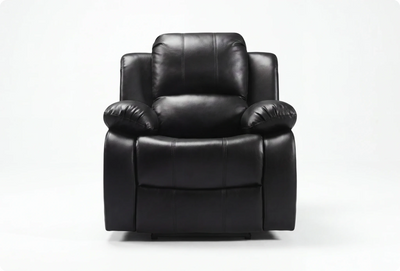 York Black Leather Manual Recliner Armchair