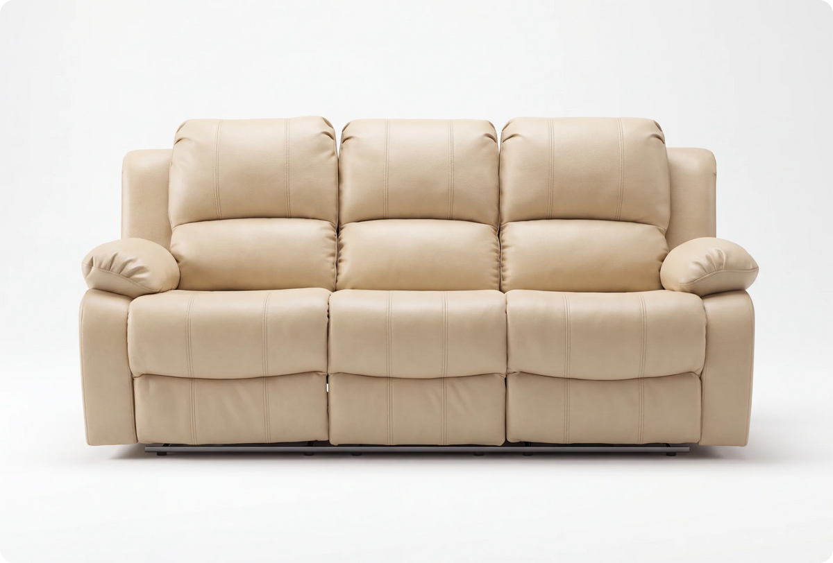 York Cream Leather 3 Seater Manual