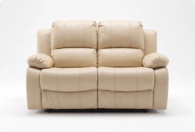 York Cream Leather Electric Recliner 2 Seater Sofa