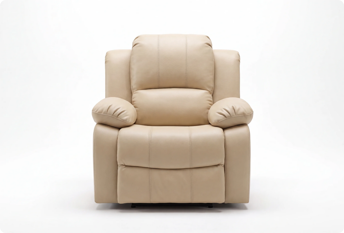 York Cream Leather Electric Recliner