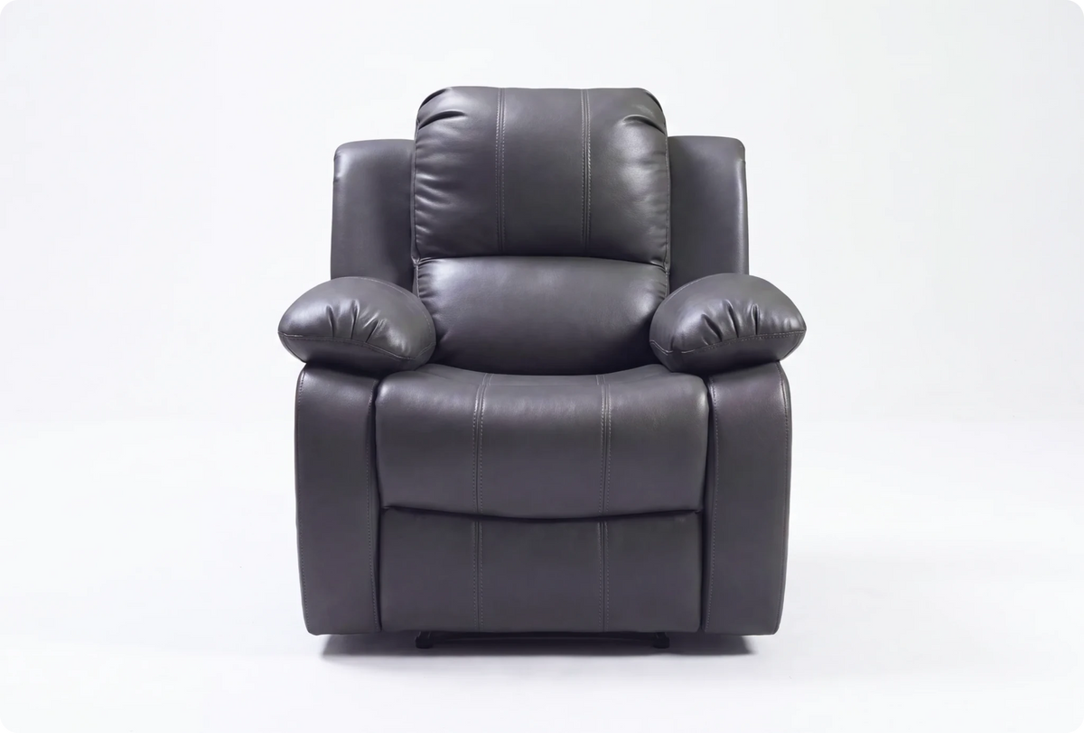 York Grey Leather Manual Recliner