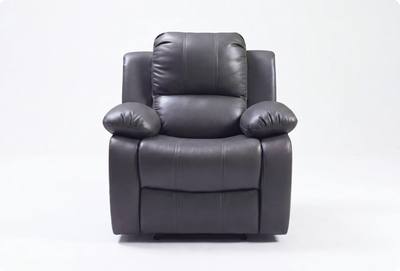 York Grey Leather Manual Recliner Armchair