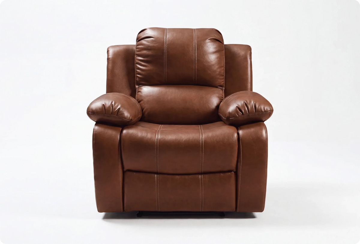 York Leather Tan Manual Recliner Armchair