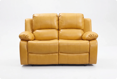 York Mustard Leather 2 Seater Manual Recliner Sofa