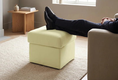 Veloura Cream Leather Footstool