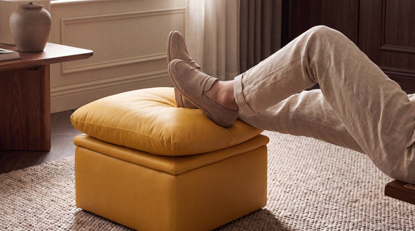 Florence Mustard Leather Footstool