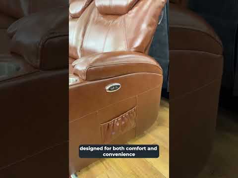 Capri Tan Electric 2 Seater Leather Recliner Sofa With Two Cup Holders