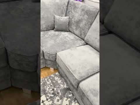 Verona High Back Grey Fabric Corner Sofa