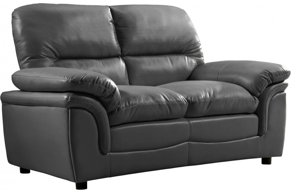 Verona Grey Leather 2 Seater Sofa