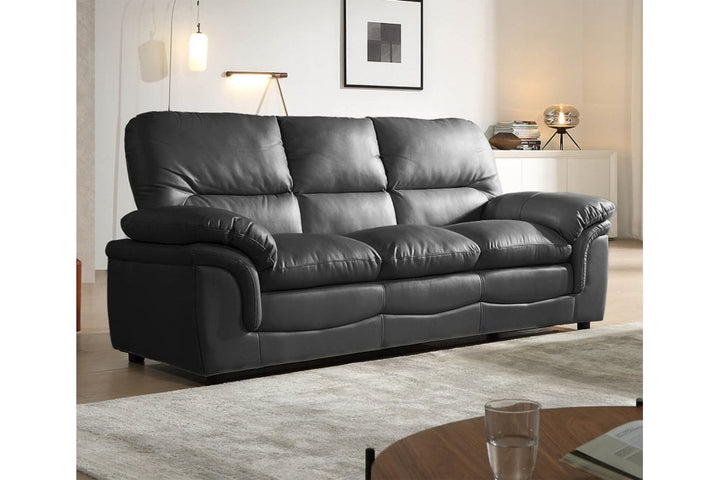 Verona Grey Leather 3 Seater Sofa